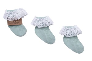 Zestaw Miętowych Skarpetek z Koronką Mama + Dziecko Vintage Love Mama's Feet