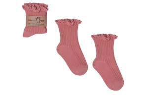 Różowe Skarpetki z Koronką dla Dziewczynki Mono Baby - Brudny Róż Mama's Feet