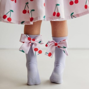 Lawendowe Podkolanówki z Kokardką dla Dziewczynki Mon Cheri Mama's Feet