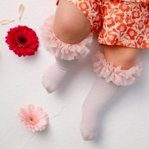 Tiulowe Podkolanówki dla Dziewczynki Pudrowy Róż Tutu Mama's Feet