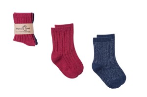 Zestaw Czerwonych i Granatowych Skarpetek Brokatowych dla Dziewczynki - Gwiazdkowe Mama's Feet